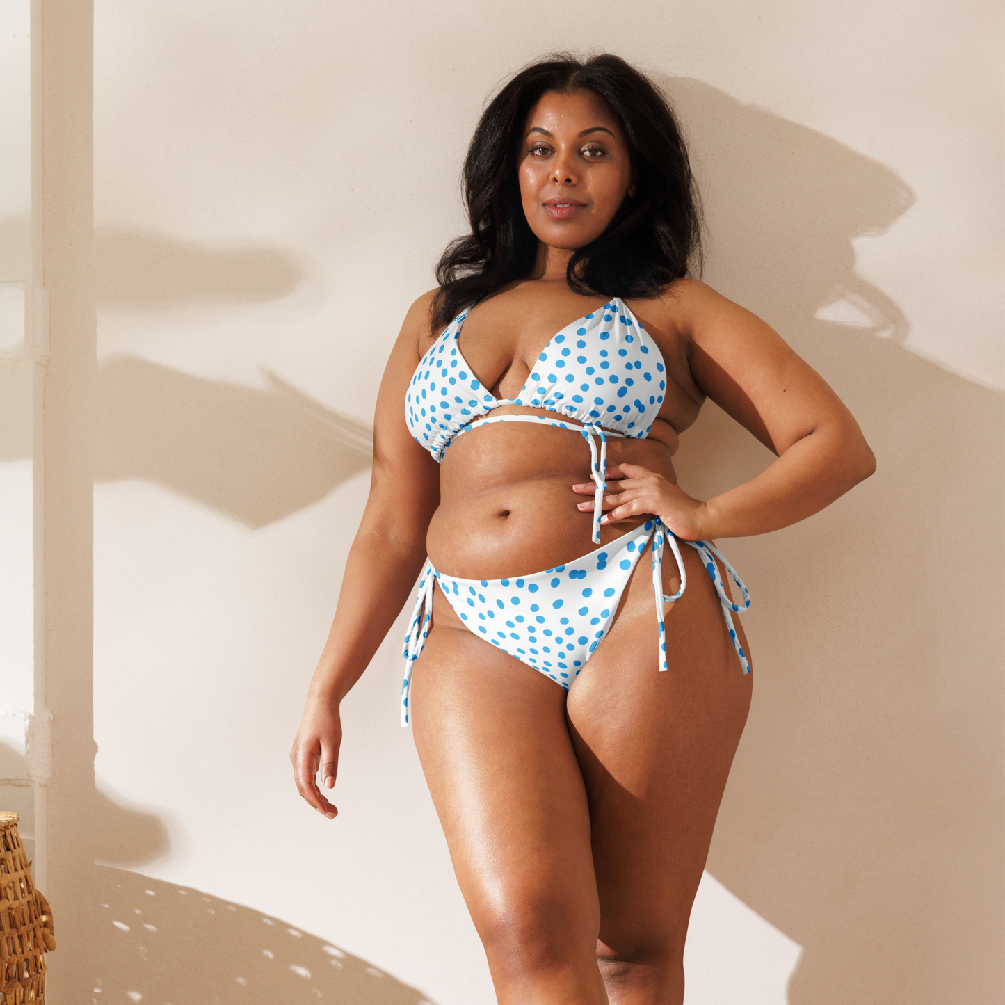 'Blue Polka Dot' String Bikini Set