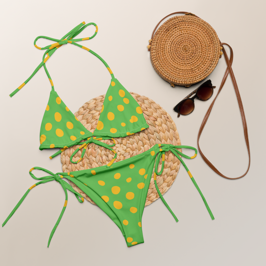 'Green/Gold Polka Dot' String bikini Set